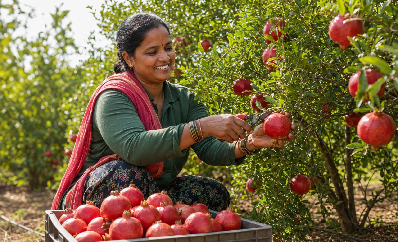 Farmer working in cultivated fields using technology-driven farming practices
