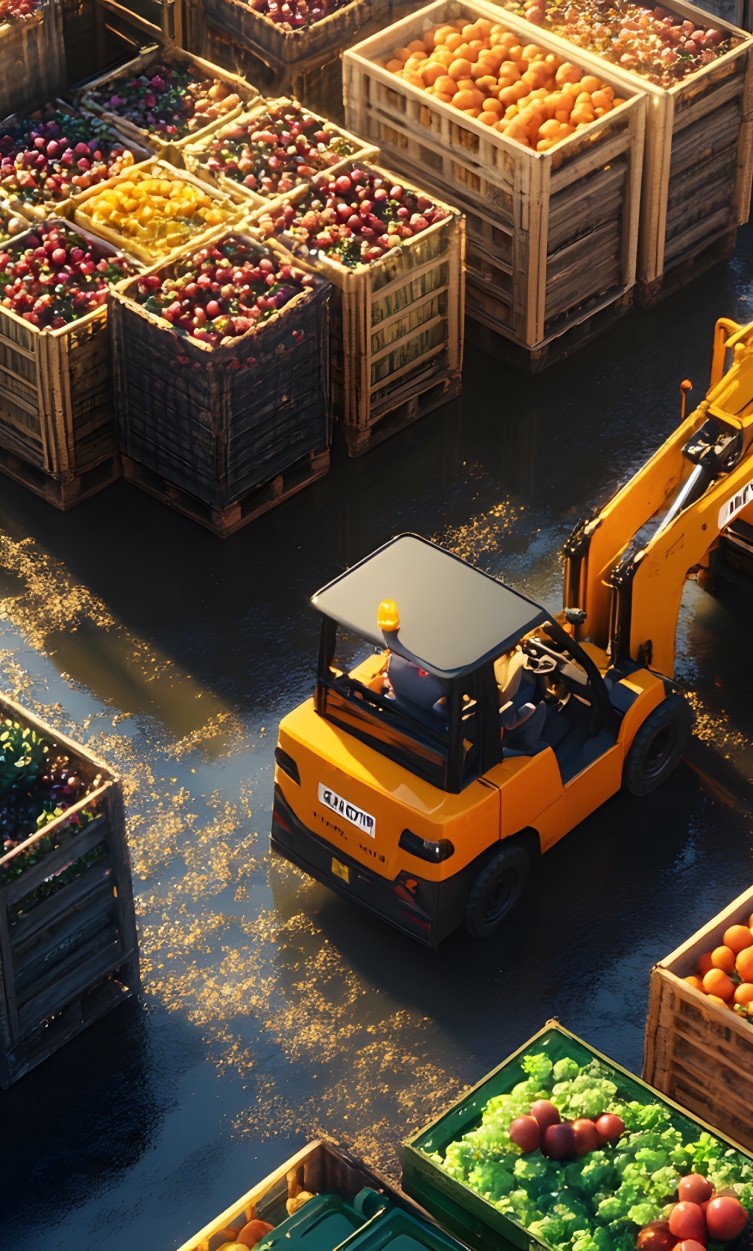 Fresh produce crates prepared for market distribution