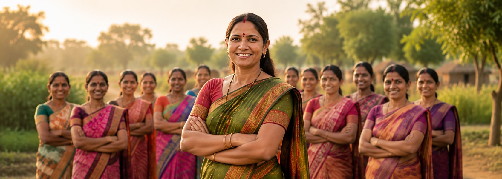 Women farmers standing together in a field
