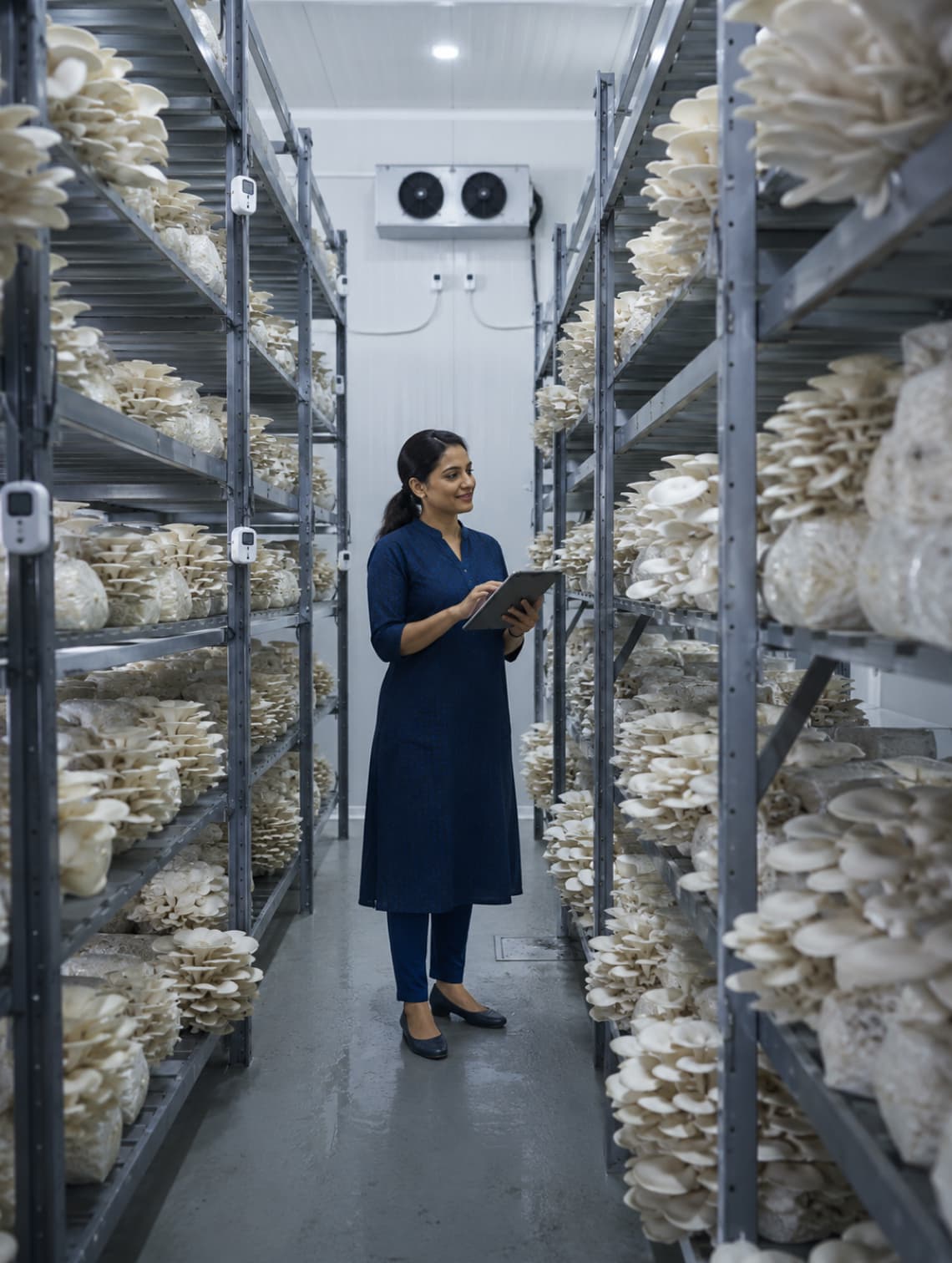 Farmer reviewing crop quality in a cultivated field