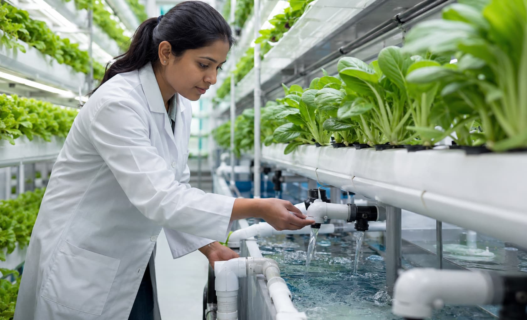 Farmer working in cultivated fields using technology-driven farming practices
